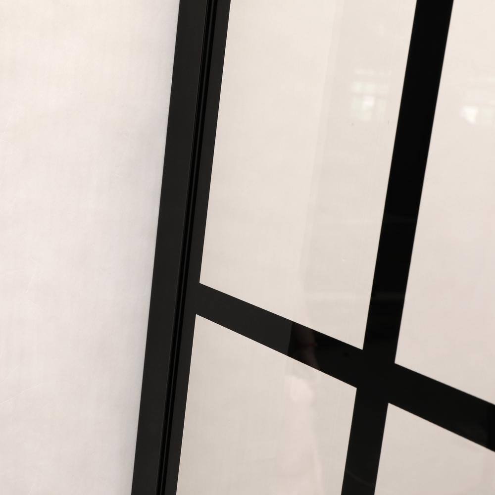 ANGELES HOME 38 in. W x 72 in. H Frameless Fixed Single Panel Shower Door in Matte Black Finish with 5/16 in. (8mm) Clear Glass