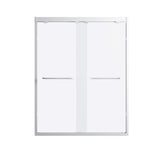 ANGELES HOME 60 in. W x 76 in. H Sliding Framed Shower Door in Silver 1/4 in. (6 mm) Clear Tempered Glass, Self-Cleaning, Big Rollers