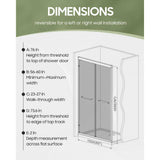 ANGELES HOME 60 in. W x 76 in. H Sliding Framed Shower Door in Silver 1/4 in. (6 mm) Clear Tempered Glass, Self-Cleaning, Big Rollers