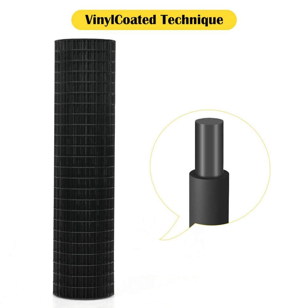 ANGELES HOME 3 ft. x 50 ft. 16-Gauge Black Vinyl Coated Welded Wire Mesh 1.5 in.