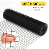 ANGELES HOME 3 ft. x 50 ft. 16-Gauge Black Vinyl Coated Welded Wire Mesh 1.5 in.