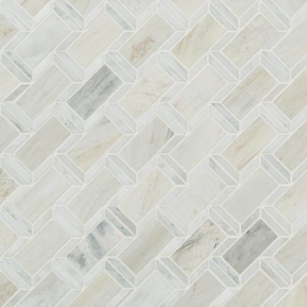 MSI Angora Framework 12 in. x 12 in. x 10mm Polished Marble Mesh-Mounted Mosaic Tile (10 sq. ft./Case)