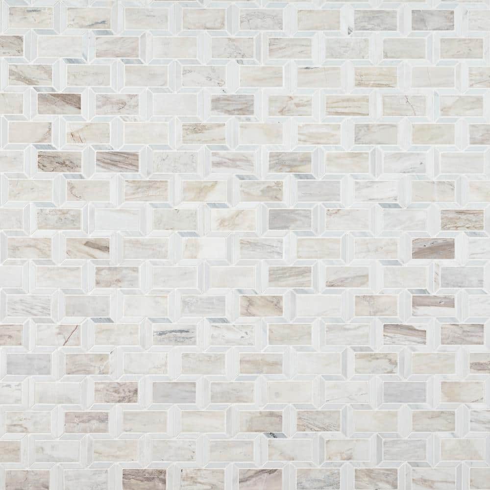 MSI Angora Framework 12 in. x 12 in. x 10mm Polished Marble Mesh-Mounted Mosaic Tile (10 sq. ft./Case)