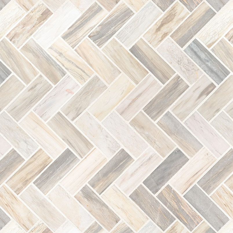 MSI Angora Herringbone 12 in. x 12 in. x 10mm Polished Marble Mesh-Mounted Mosaic Tile (10 sq. ft. / case)