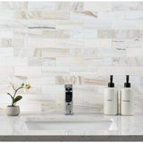 MSI Angora Subway 11.81 in. x 11.81 in. x 10mm Polished Marble Mesh-Mounted Mosaic Tile (9.7 sq. ft. / case)