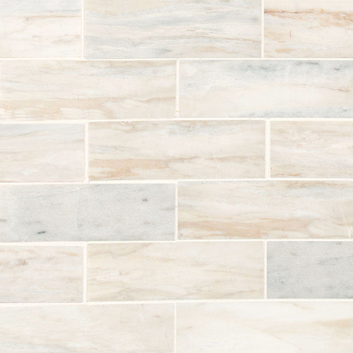 Angora Subway 12 in. x 12 in. Polished Marble Mesh-Mounted Mosaic Floor and Wall Tile (0.97 sq. ft. Each)