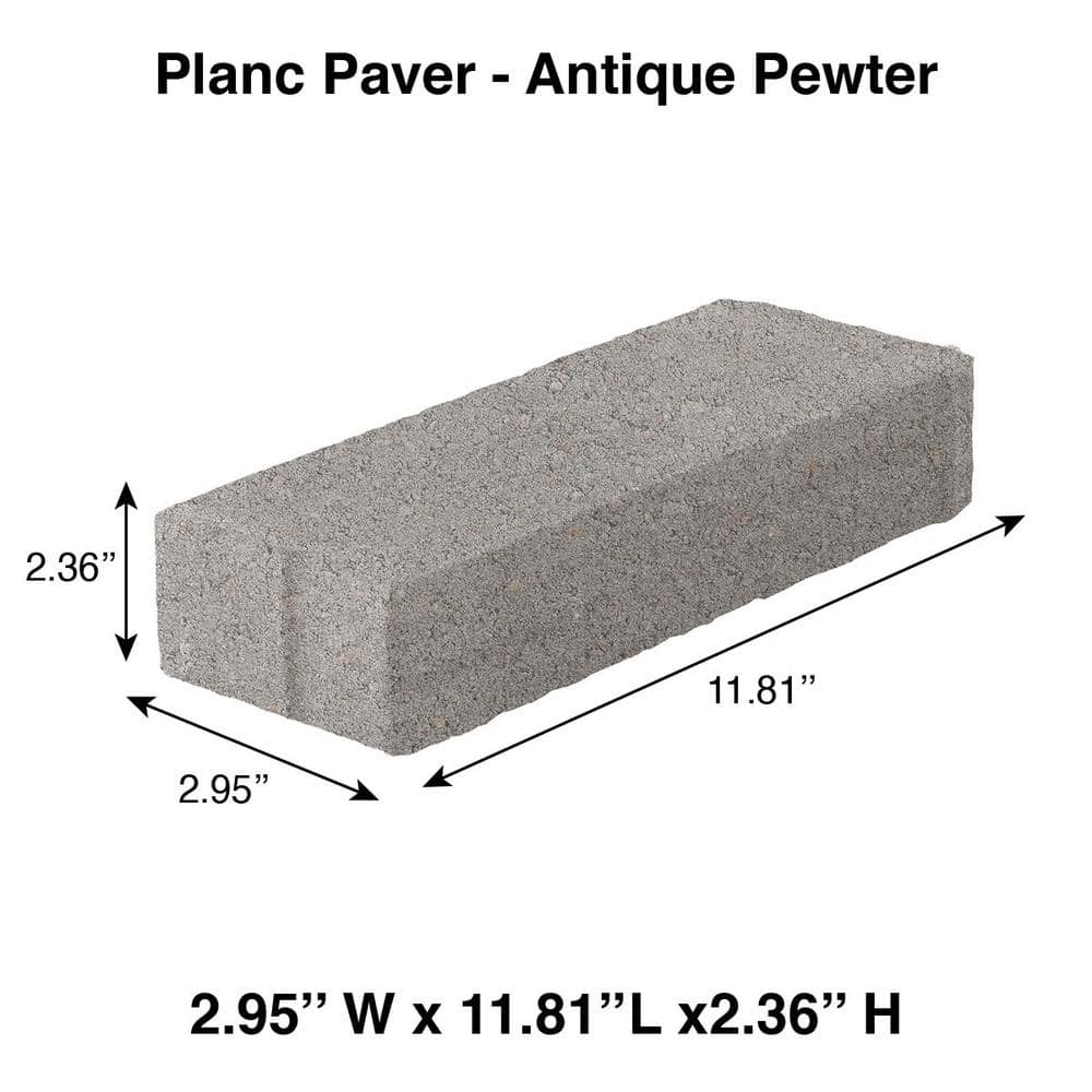 Pavestone Planc 11.8 in. L x 2.95 in. W x 2.36 in. H Antique Pewter Concrete Paver (440-Pieces/107 sq. ft./Pallet)