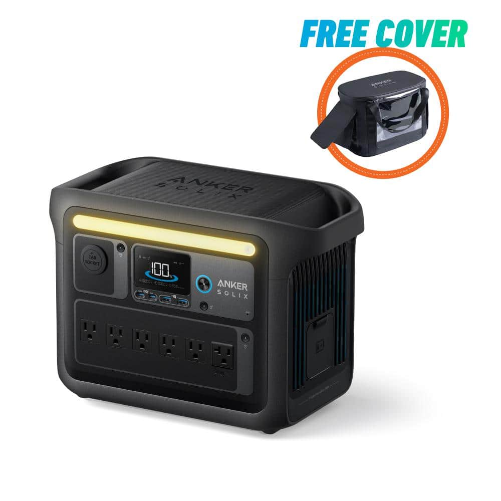 Anker 1800W Output/2400W Peak SOLIX C1000 X Black Push Button Start LFP Battery Powered Generator for Home Backup,Outdoor Trip