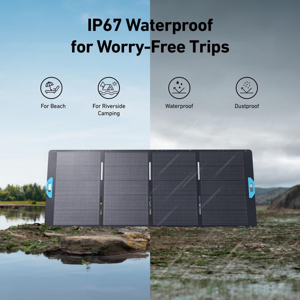 Anker 400W SOLIX PS400 Monocrystalline Silicon Portable Solar Panel for Power Station Generator, Boat Camping, IP67 Waterproof