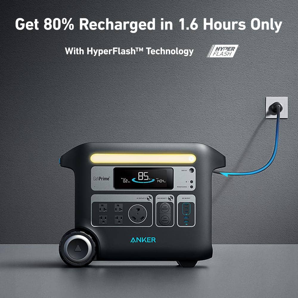Anker 2400W Output/2800W Peak SOLIX F2600 Push Button Start Solar Generator w/ 200W Solar Panels for Home Backup, Camping, RV
