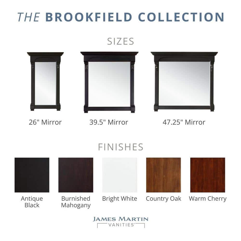 James Martin Vanities Brookfield 26" x 42" Antique Black Bathroom Vanity Mirror