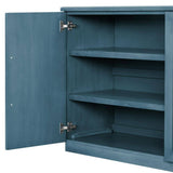 60 in. W x 16 in. D x 32 in. H Antique Blue Rubber Wood Ready to Assemble Kitchen Storage Cabinet with Silver Handles