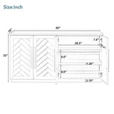 60 in. W x 16 in. D x 32 in. H Antique Blue Rubber Wood Ready to Assemble Kitchen Storage Cabinet with Silver Handles