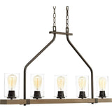 Progress Lighting Barnes Mill Collection 5-Light Antique Bronze Chandelier with Shade