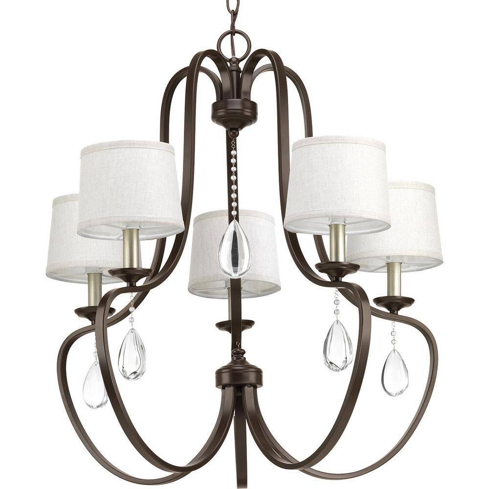 Progress Lighting Anjoux Collection 5-Light Antique Bronze Chandelier