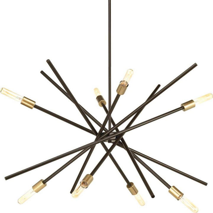 Progress Lighting Astra Collection 42-3/8 in. 8-Light Mid-Century Modern Antique Bronze Mid-Century Modern Chandelier Light