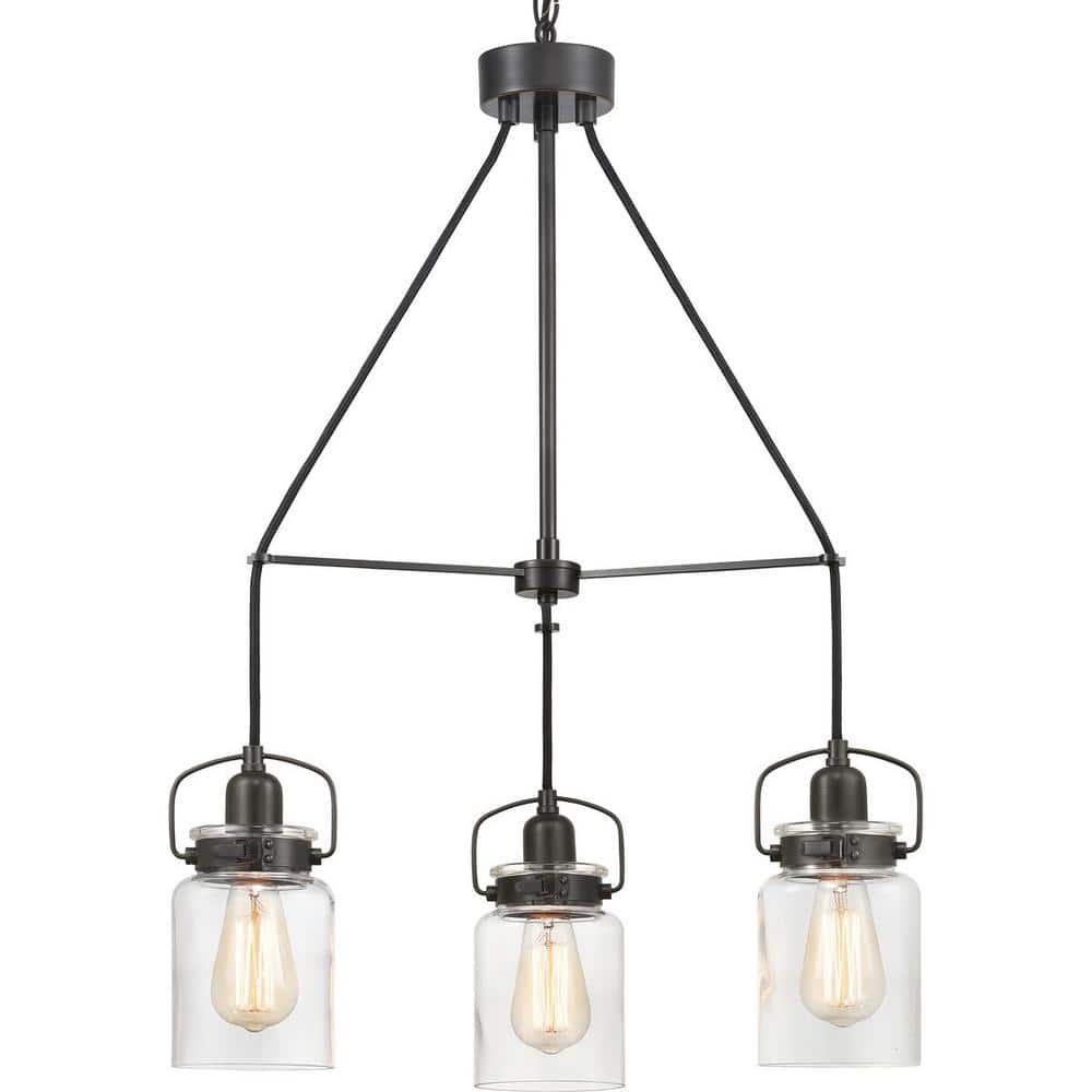 Progress Lighting Calhoun Collection 3-Light Antique Bronze Chandelier with Shade