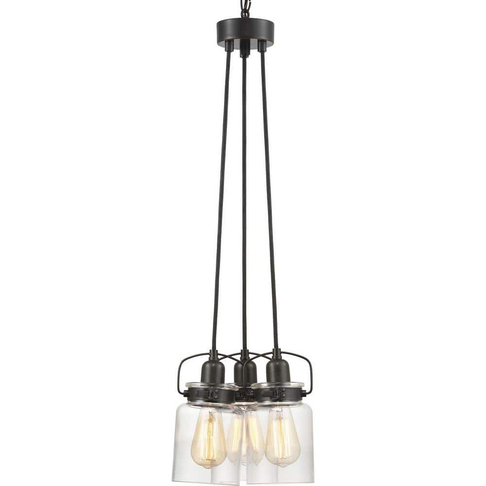 Progress Lighting Calhoun Collection 3-Light Antique Bronze Chandelier with Shade
