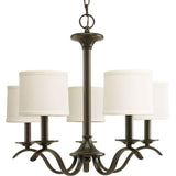 Progress Lighting Inspire Collection 5-Light Antique Bronze Off-White Linen Shade Traditional Empire Chandelier Light