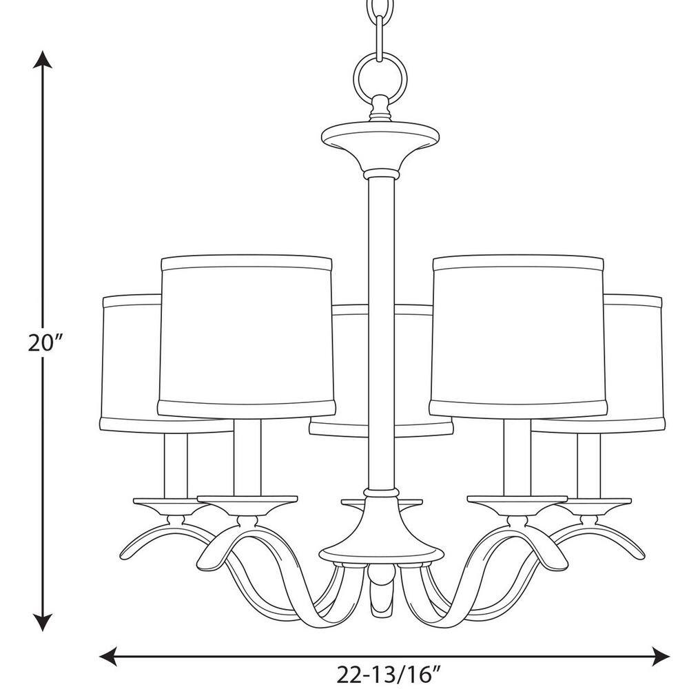 Progress Lighting Inspire Collection 5-Light Antique Bronze Off-White Linen Shade Traditional Empire Chandelier Light