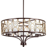 Progress Lighting Cirrine Collection 5-Light Antique Bronze Etched White Glass Global Chandelier Light
