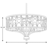 Progress Lighting Cirrine Collection 5-Light Antique Bronze Etched White Glass Global Chandelier Light