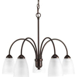 Progress Lighting Gather Collection 5-Light Antique Bronze Etched Glass Traditional Chandelier Light