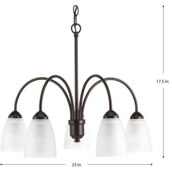 Progress Lighting Gather Collection 5-Light Antique Bronze Etched Glass Traditional Chandelier Light