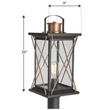 Progress Lighting Barlowe 1-Light Antique Bronze 4x4 Deck Post Lantern with Clear Seeded Glass