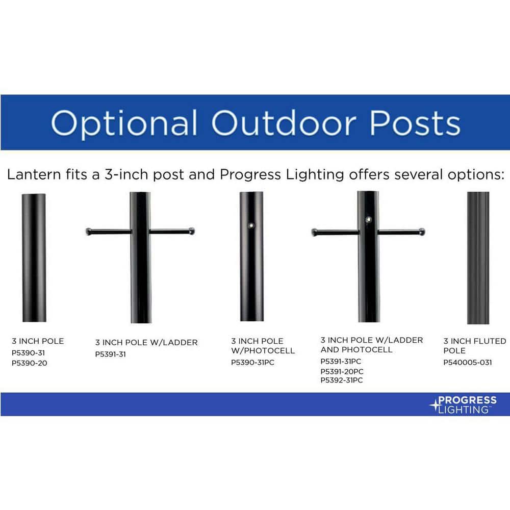 Progress Lighting Barlowe 1-Light Antique Bronze 4x4 Deck Post Lantern with Clear Seeded Glass