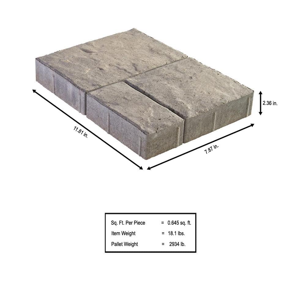 Pavestone Panorama Demi 3-pc 7.75 in. x 7.75 in. x 2.25 in. Antique Pewter Concrete Paver (240 Pcs. / 103 Sq. ft. / Pallet)