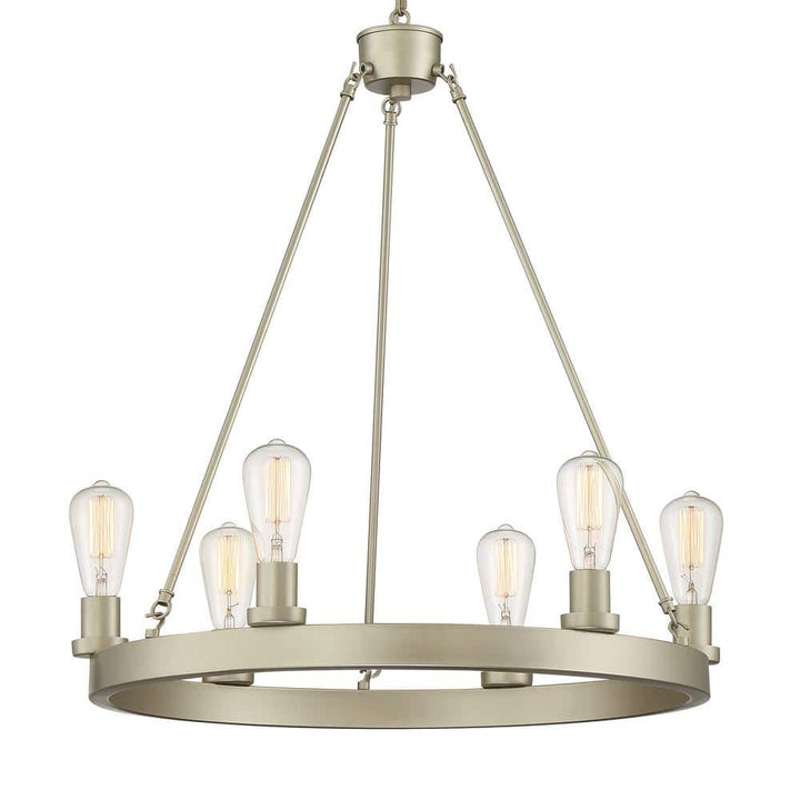 Vanity Art Farmhouse Vintage 6-Light Antique Silver Wagon Wheel Chandelier