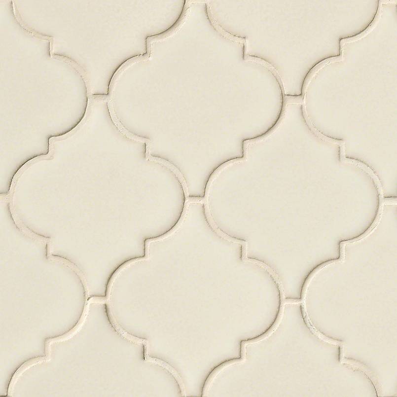 MSI Antique White Arabesque 10-1/2 in. x 15-1/2 in. x 8 mm Glossy Ceramic Mesh-Mounted Mosaic Wall Tile (11.7 sq. ft. / case)