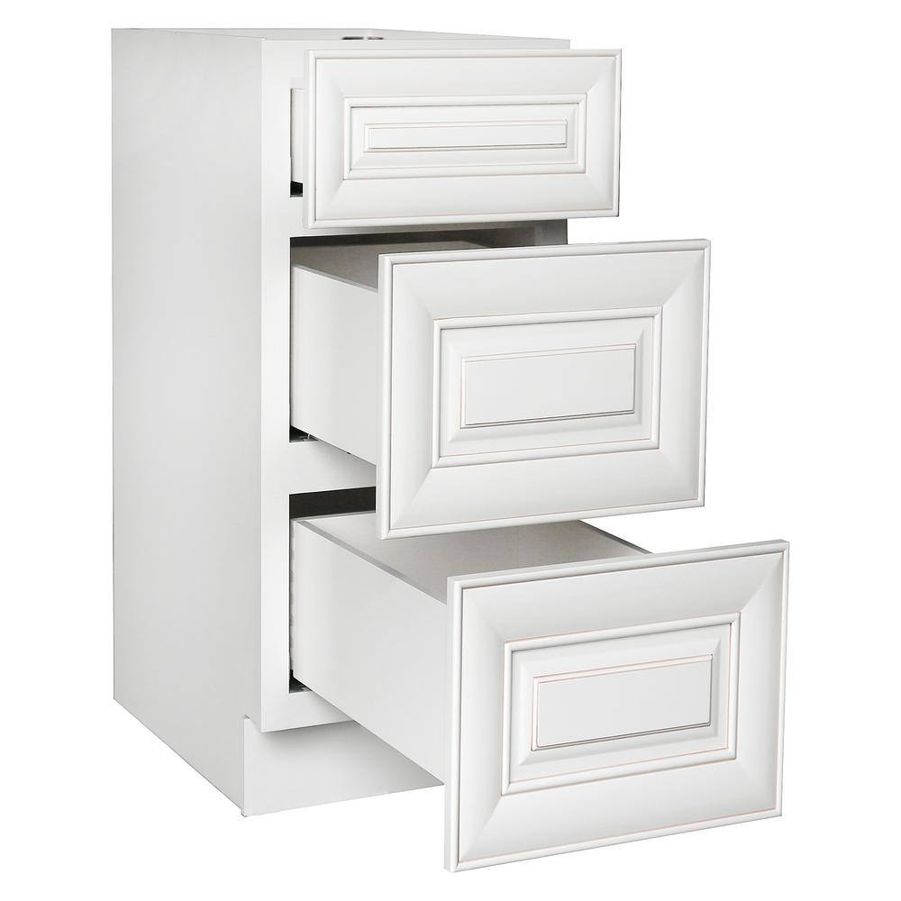Plywell Ready to Assemble 27x34.5x24 in. Base Drawer with 1 Standard Drawer with 2 Deep Drawers in Antique White