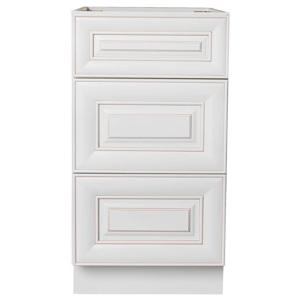 Plywell Ready to Assemble 27x34.5x24 in. Base Drawer with 1 Standard Drawer with 2 Deep Drawers in Antique White