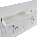 Runesay 60 in. W x 15.7 in. D x 33.9 in. H Antique White MDF Ready to Assemble Kitchen Cabinet Sideboard with Drawers and Doors