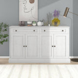 Runesay 60 in. W x 15.7 in. D x 33.9 in. H Antique White MDF Ready to Assemble Kitchen Cabinet Sideboard with Drawers and Doors