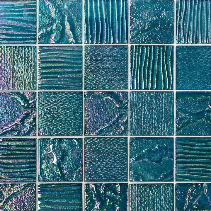 Marina Iridescent Bricks White 12.12 in x 12.75 in. x 8 mm Glass Mosaic Wall Tile