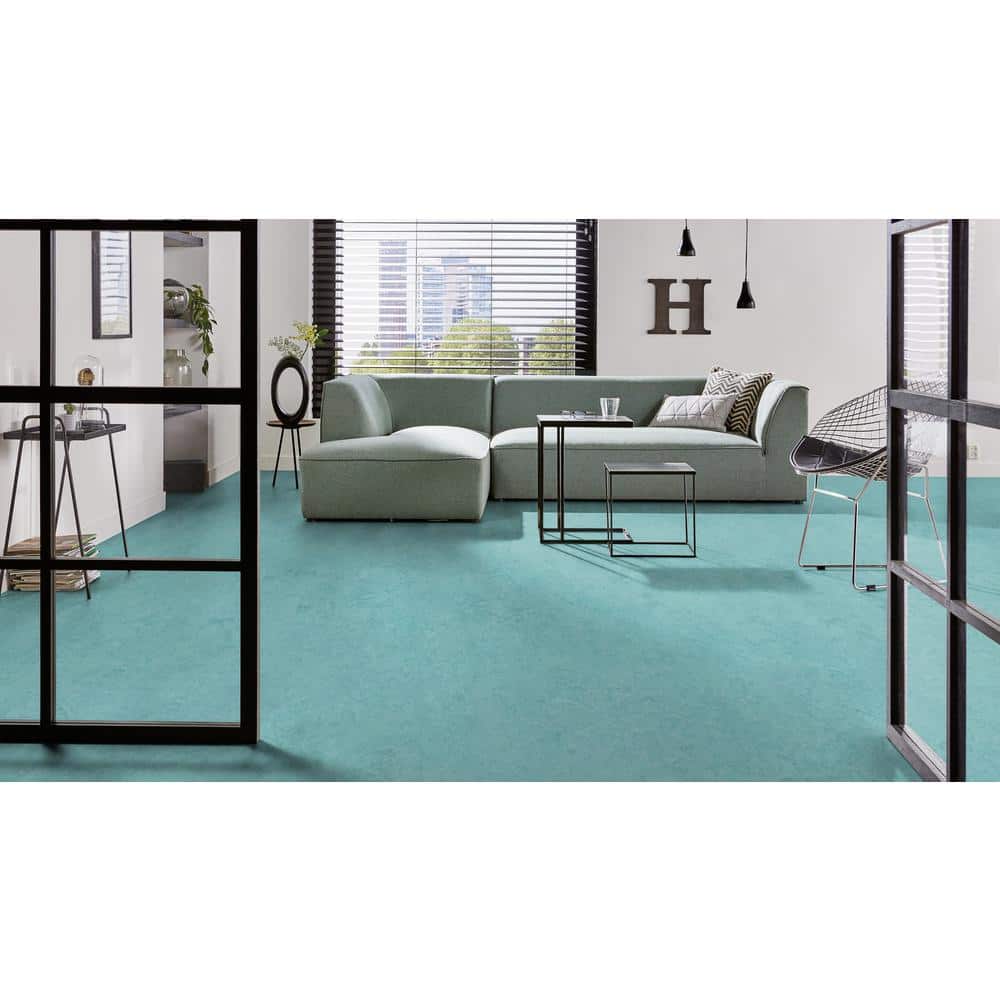 Marmoleum Cinch Loc Seal Aqua 9.8 mm T x 11.81 in. W x 11.81 in. L Laminate Flooring (6.78 sq. ft./case)