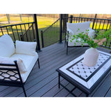 FORTRESS Apex Attached 12 ft. x 12 ft. Artic Birch PVC Deck Kit and 5-Step Stair Kit with Steel Framing and Aluminum Railing