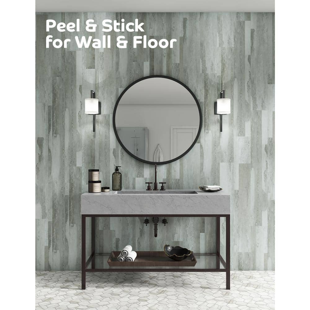DuraDecor Weekend Warrior Arctic Distressed 3 MIL x 7-in W x 48-in L Peel & Stick Water Resistant Luxury Vinyl Flg (23.3 sf/case)