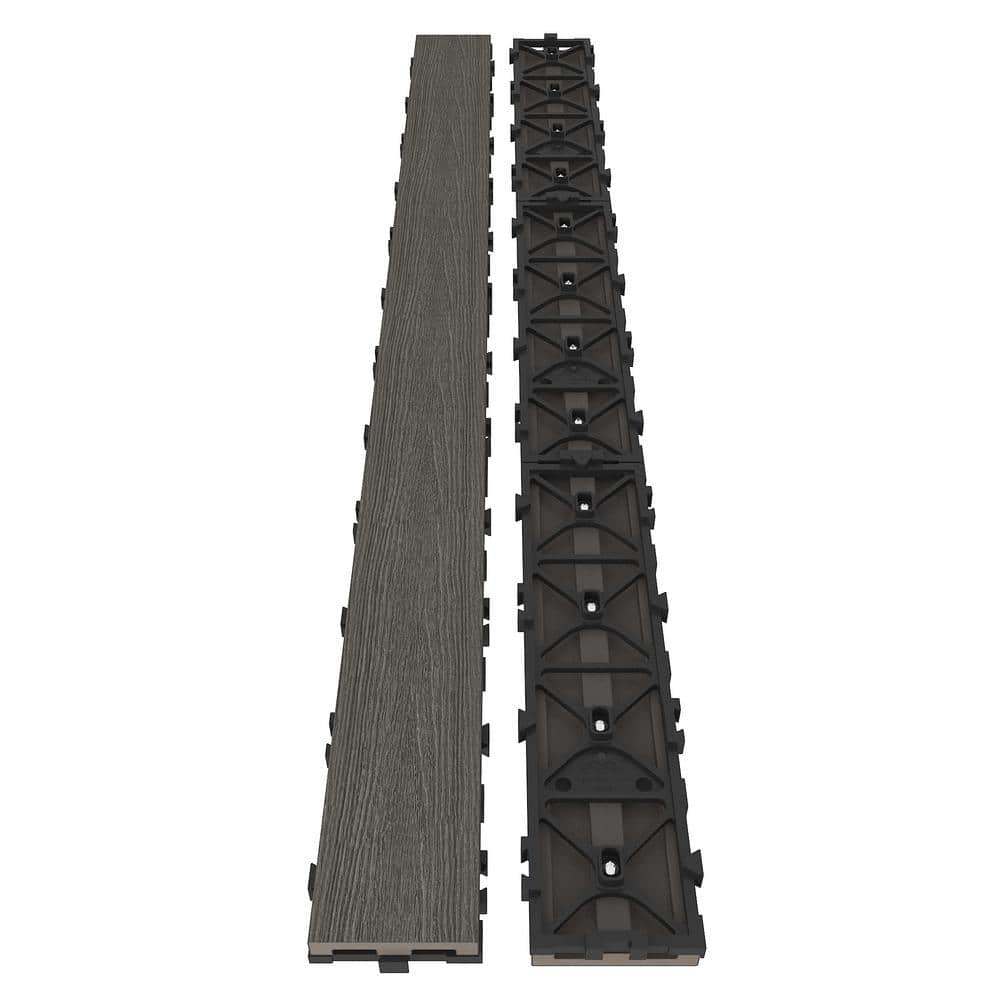 NewTechWood UltraShield Naturale 3 in. x 3 ft. Quick Composite Single Slat Deck Tile in Argentinian Silver Gray (4-Pieces per Box)
