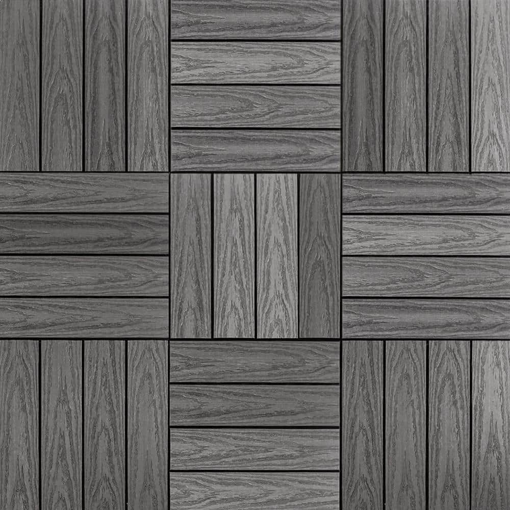 NewTechWood UltraShield Naturale 1ft. x 1 ft. Quick Deck Outdoor Composite Deck Tile in Argentinian Silver Gray (10 sq. ft. Per Box)