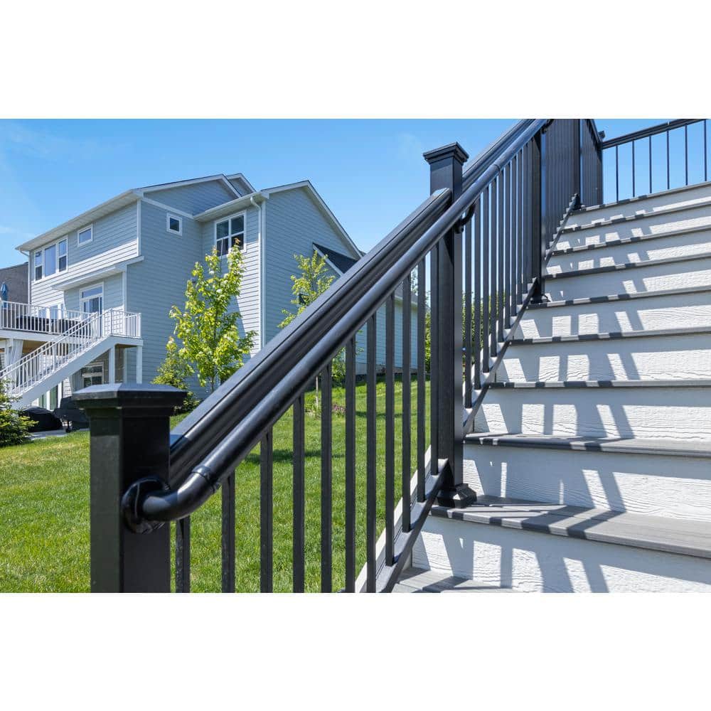 Aria Railing 94 in. x 1.5 in. Powder Coated Aluminum ADA Pipe Rail Extension Kit in Black