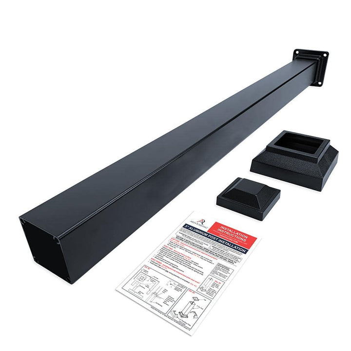 Aria Railing 3 in. x 3 in. x 36 in. Black Powder Coated Aluminum Deck Post Kit