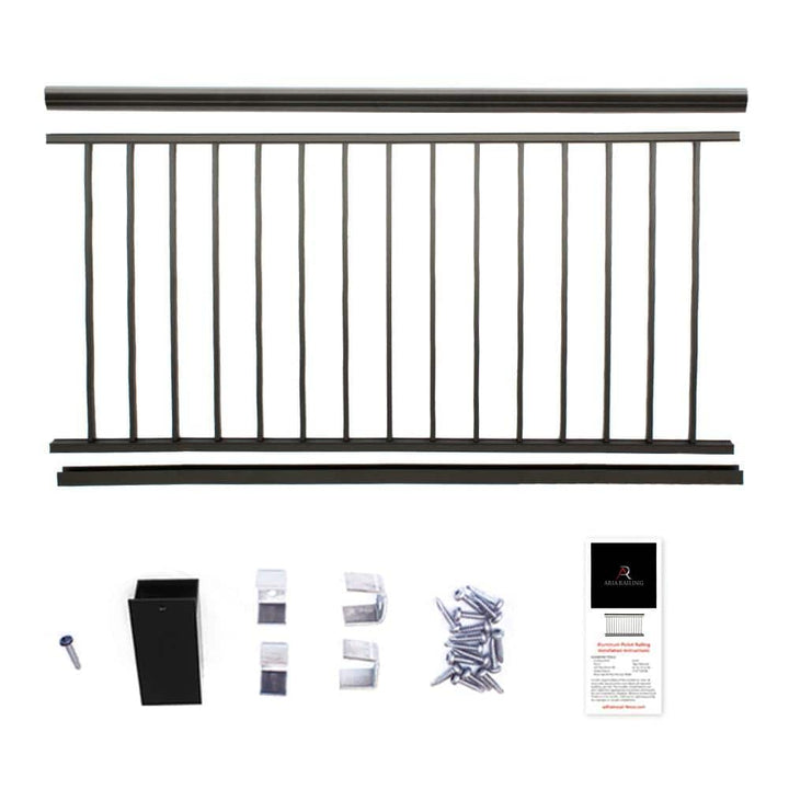 Aria Railing Powder Coated Aluminum Preassembled Deck Railing 36 in. x 91.31 in. - Black