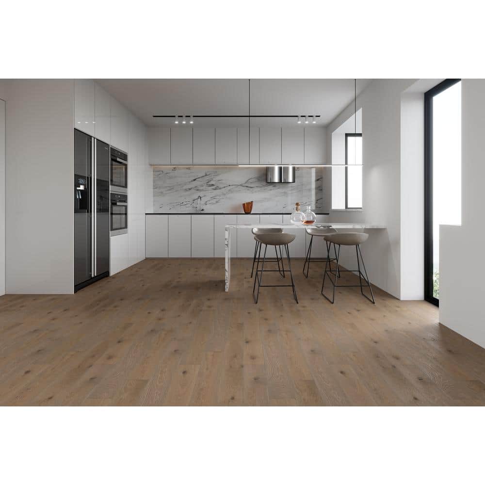 ACQUA FLOORS Arlet Oak 1/4 in. T x 5 in. W Click Lock Wire Brushed Engineered Hardwood Flooring (16.68 sq.ft./case)