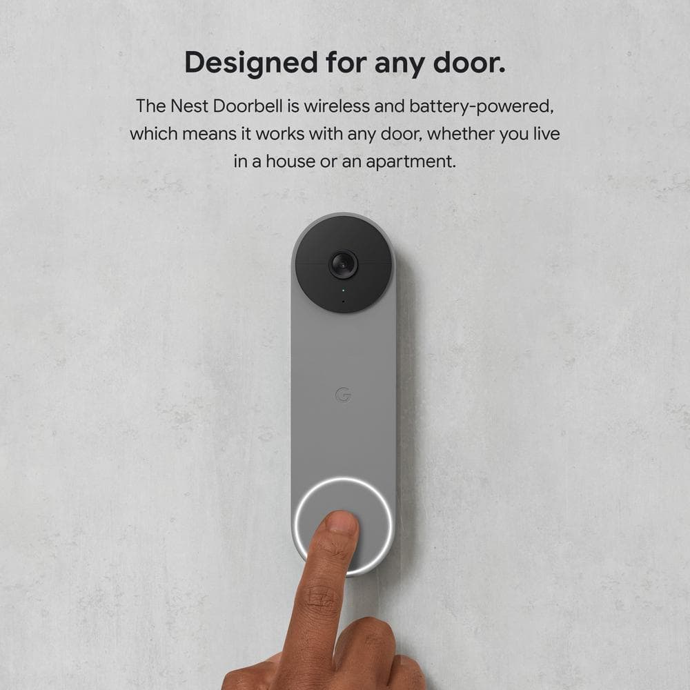 Google Nest Doorbell (Battery) - Smart Wi-Fi Video Doorbell Camera - Ash