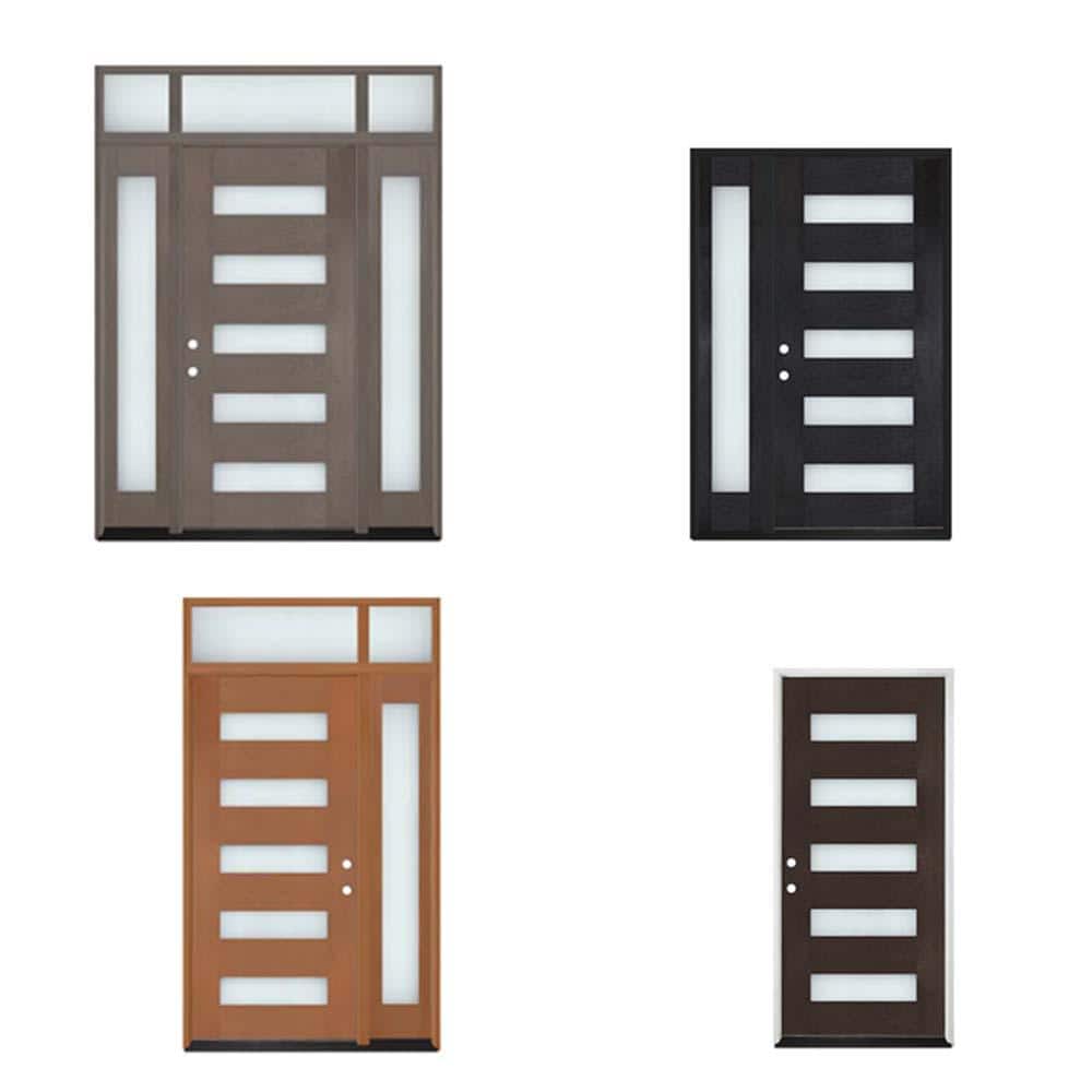 Steves & Sons Regency Modern Customizable Fiberglass Prehung Front Door with Two Sidelites