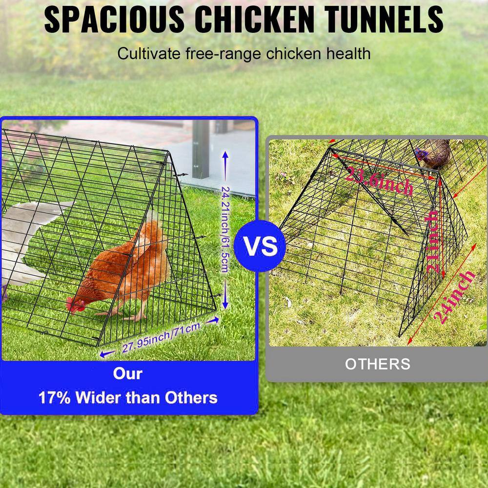 ATENGNES 157.5 in. x 39.4 in. x 24.2 in. Outside Portable Chicken Tunnels with Corner Frames Fence Kit for Ducks, Rabbits